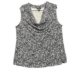 Alfani Plus Size 3X Sleeveless Top Black and White with Sequins Cowl Neck READ